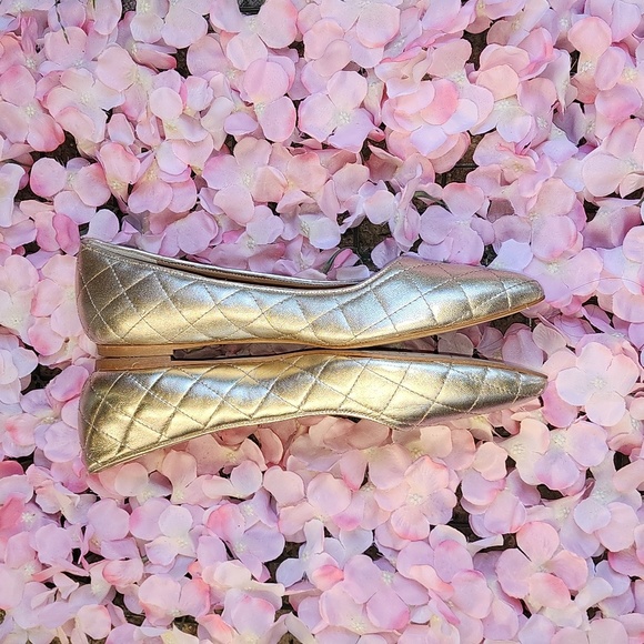 Bruno Magli Bianca Ballet Flats Quilted Leather in Metallic Gold - Picture 2 of 7